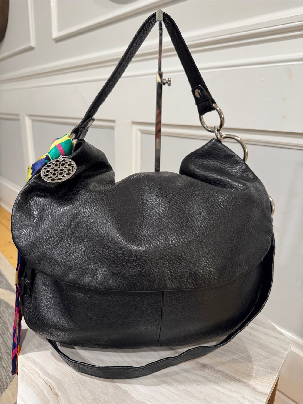 Coach Bag Ali Large Vintage Black Leather Hobo Bag - Picture 4 of 17
